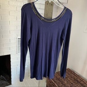 H.I.P. Buckle Navy Blue Jersey Fitted Knit Pullover NWT  Sz Small Sold at Buckle